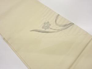 絽綴れ斜線に花葉模様織出し名古屋帯